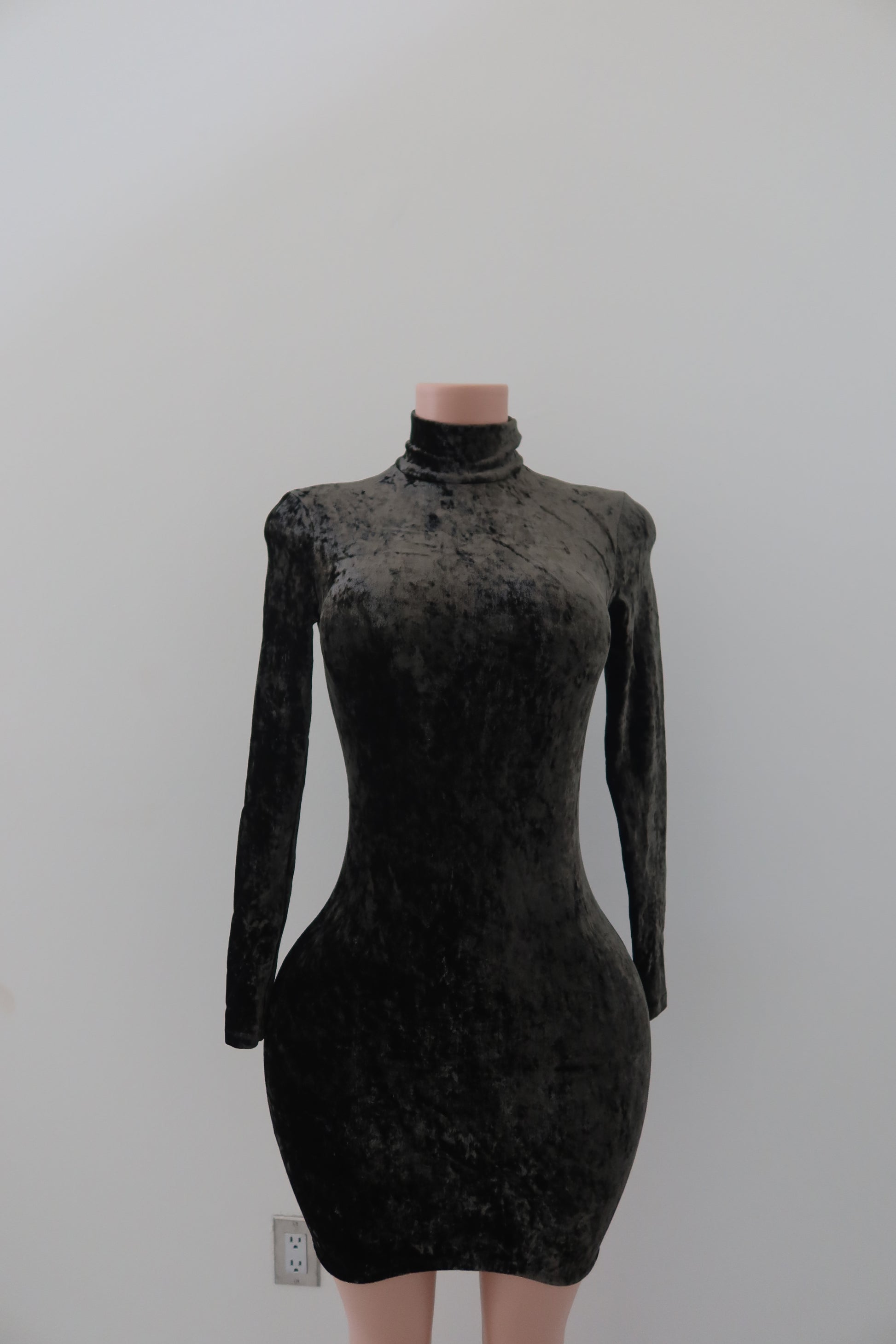 Balenciaga Velvet Turtleneck Mini Dress