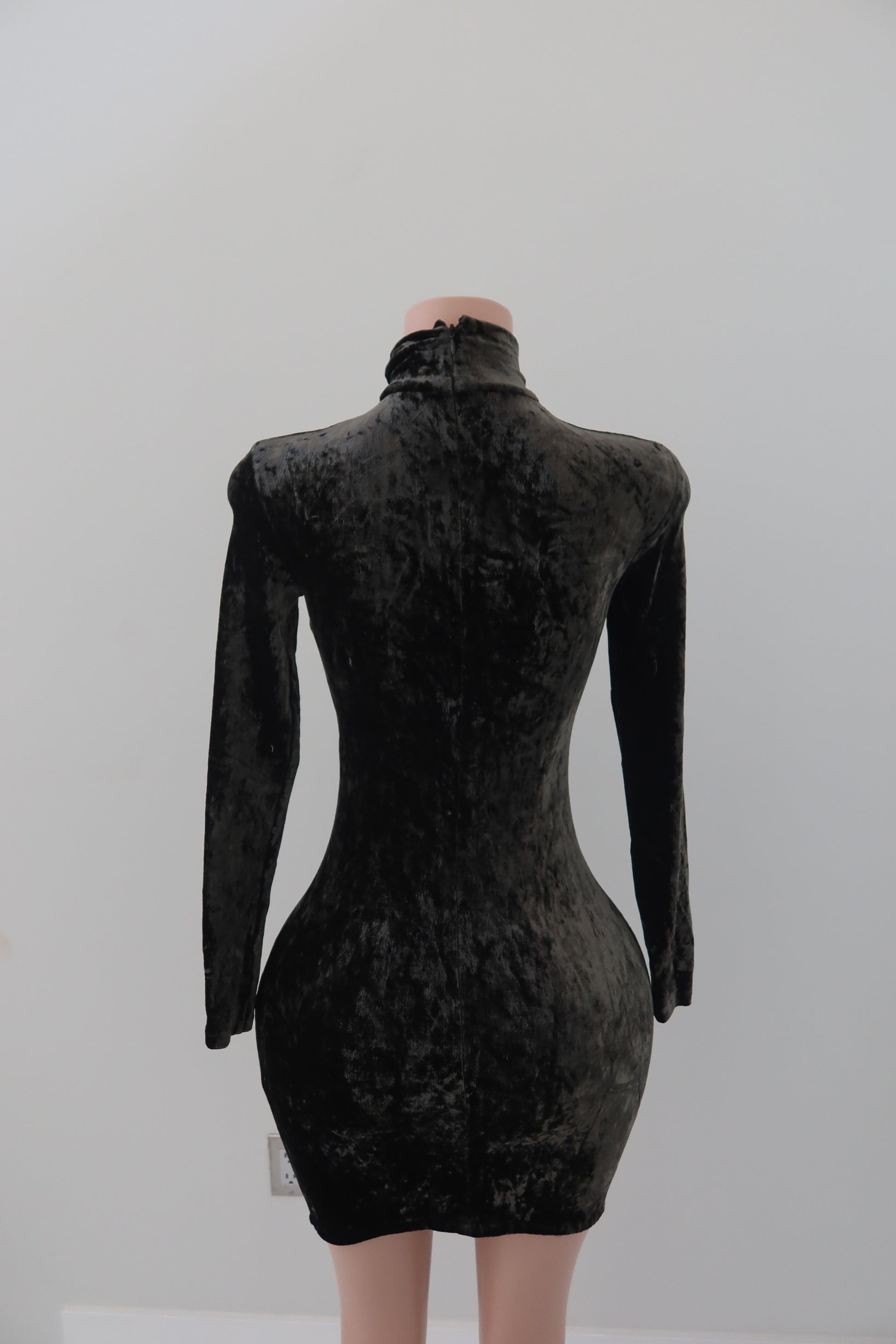 Balenciaga Velvet Turtleneck Mini Dress