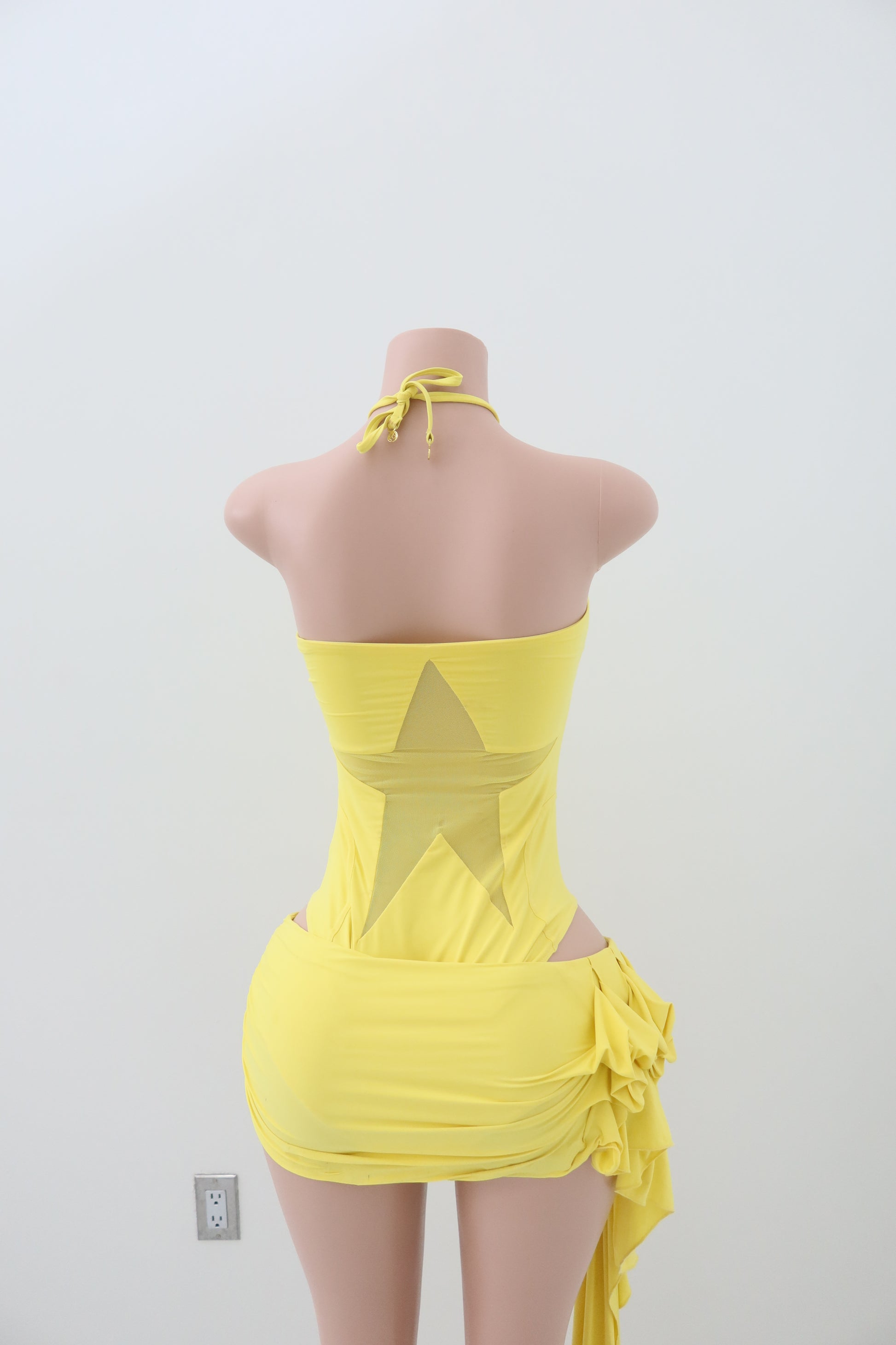 Yellow Starfish Hollowed-Out Patchwork Two Piece Set