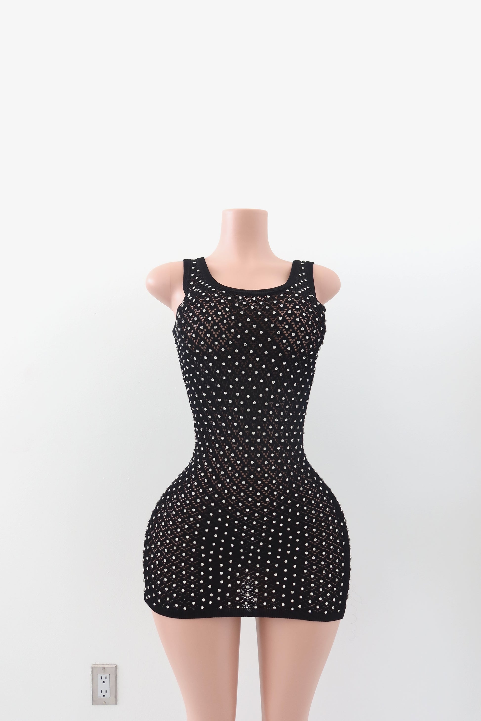 David Koma Crystal Embroidered Knit Mini Dress