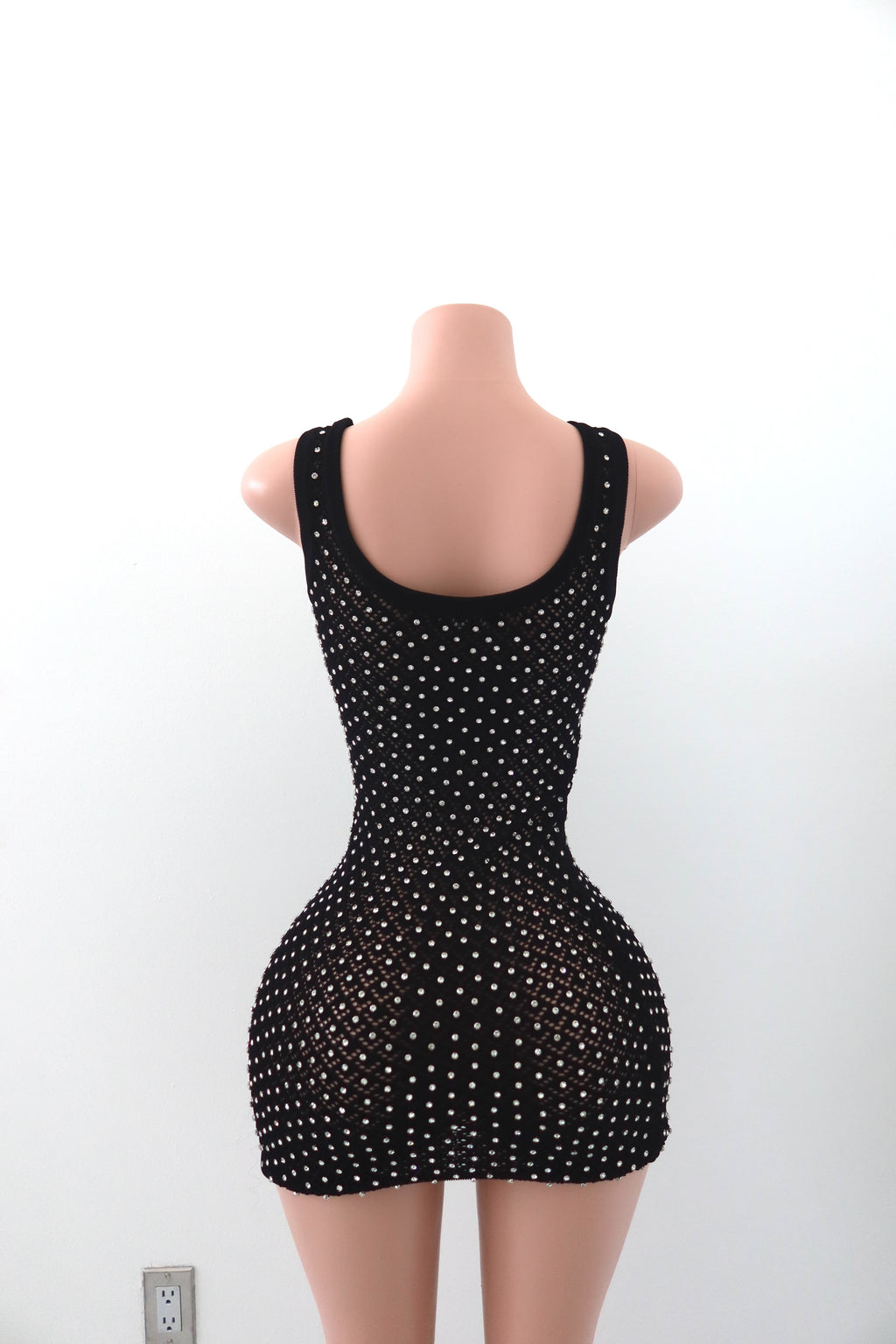 David Koma Crystal Embroidered Knit Mini Dress