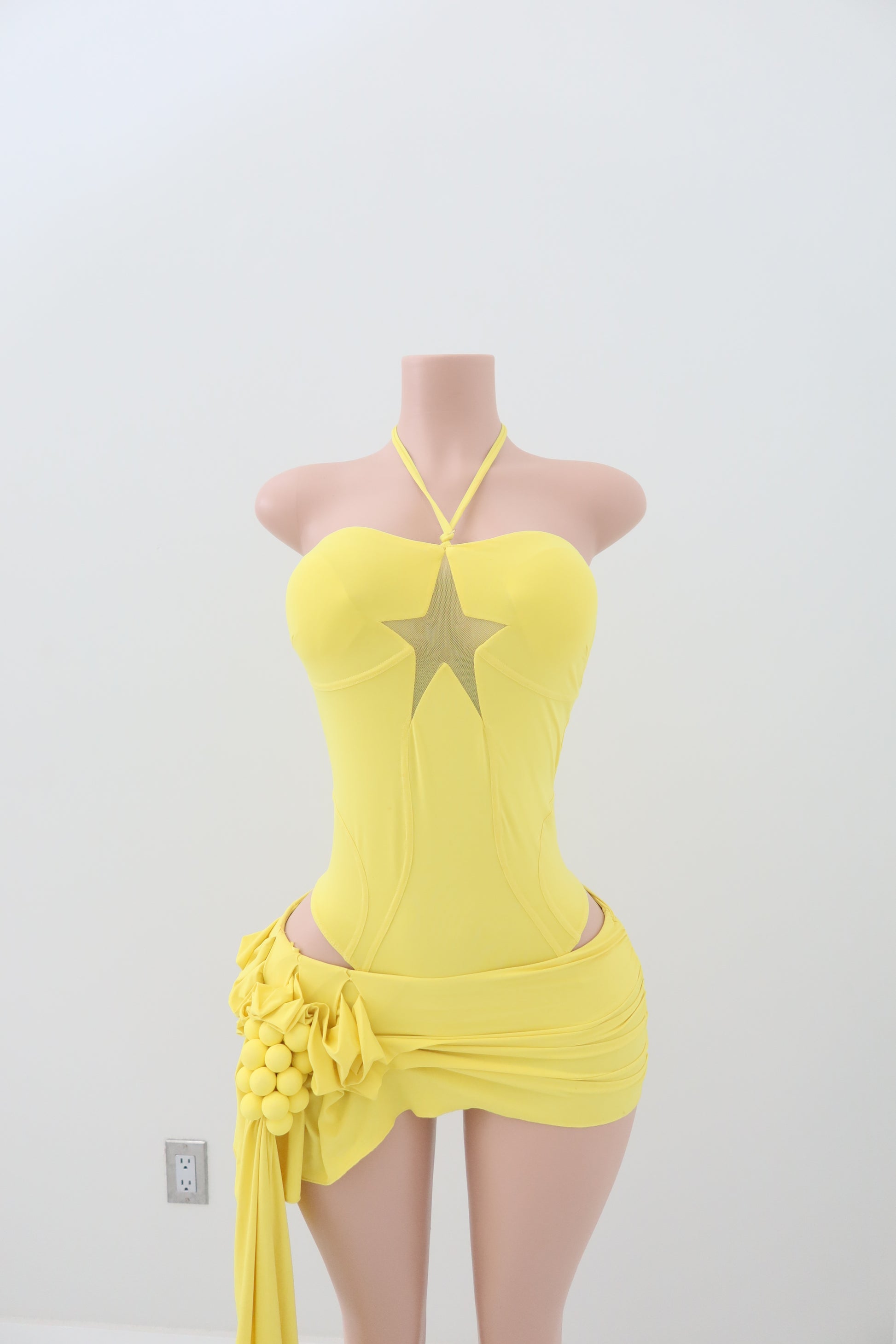 Yellow Starfish Hollowed-Out Patchwork Two Piece Set