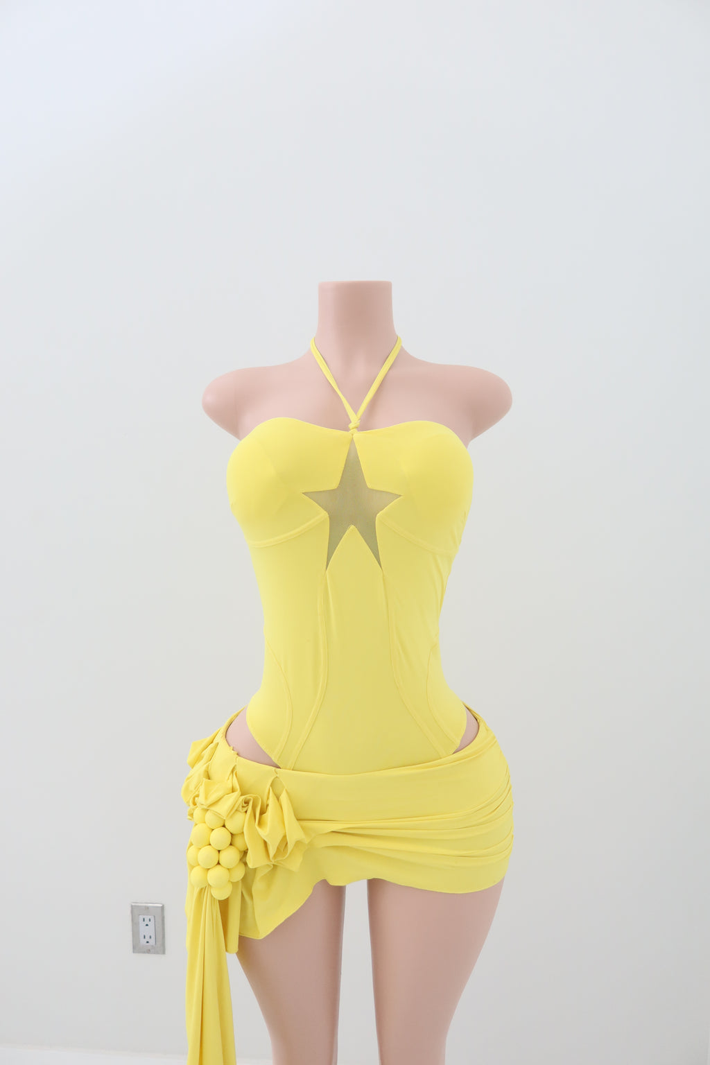 Yellow Starfish Hollowed-Out Patchwork Two Piece Set